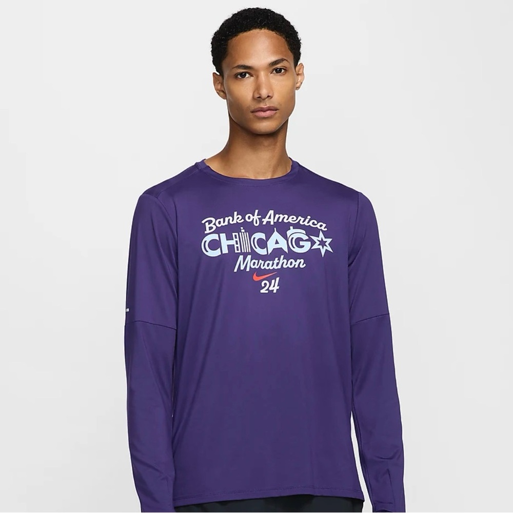 Nike Element Dri-Fit Running Crew Longsleeve Chicago Marathon 2024 Purple Men